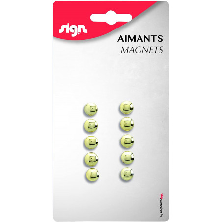 Lot De 10 Aimants Ronds Diamètre De 9 Mm - Or - Sign pas cher