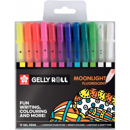 photo-12 stylos - Encre gel - Sakura Gelly Roll - Moonlight Fluorescent - Dessin