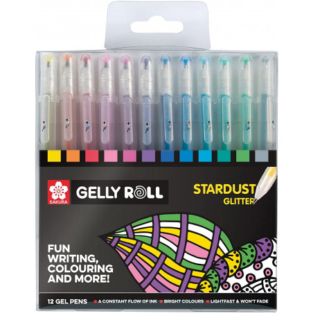 photo-12 stylos - Encre gel - 12 couleurs - Sakura Gelly Roll - Set Stardust - Dessin