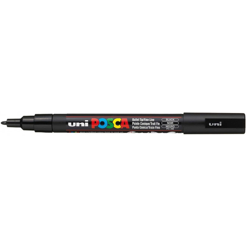 SET DE 3 MARQUEURS POINTE FINE PC3M NOIR POSCA | à seulement 10,8 €