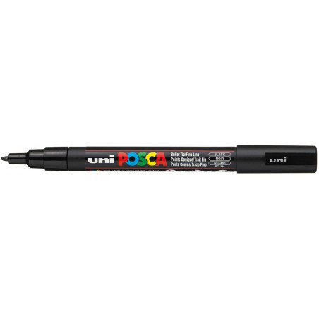 SET DE 3 MARQUEURS POINTE FINE PC3M NOIR POSCA | à seulement 10,8 €