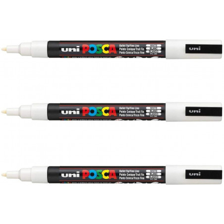 SET DE 3 MARQUEURS PC3M BLANC POSCA pas cher