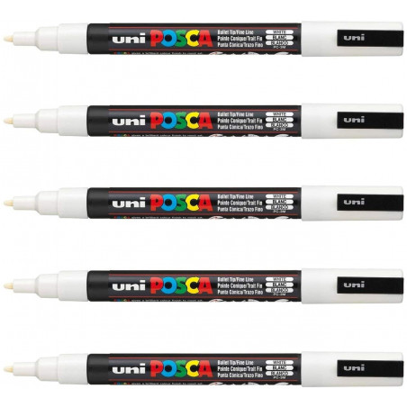 SET DE 5 MARQUEURS PC3M BLANC POSCA pas cher
