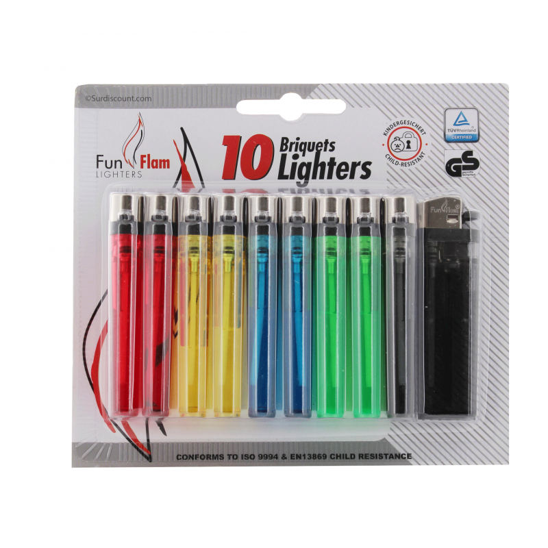 Lot De 10 Briquets Translucides - Fun Flam pas cher