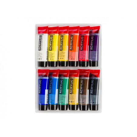 Set Peinture Acrylique de 12 tubes - Amsterdam | Surdiscount