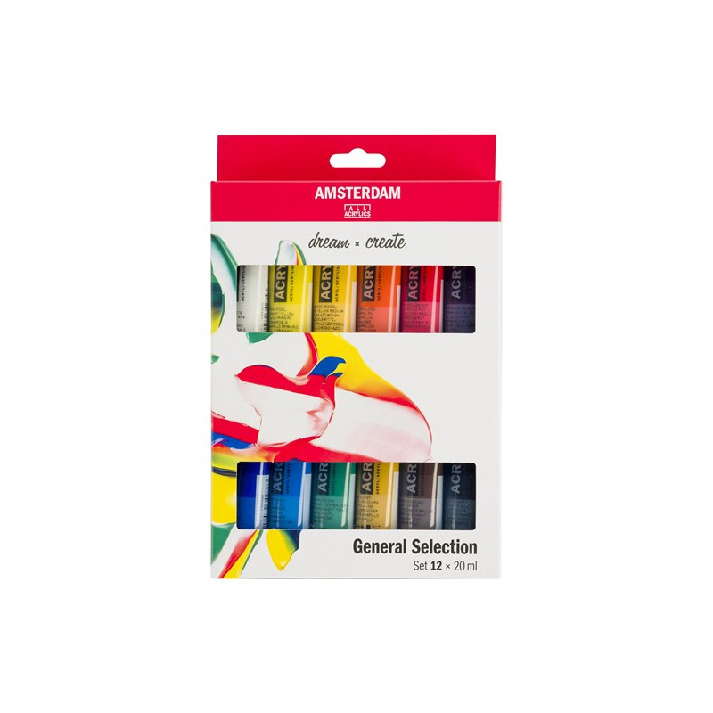 Set Peinture Acrylique de 12 tubes - Amsterdam pas cher