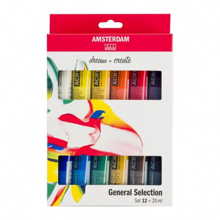 Set Peinture Acrylique de 12 tubes - Amsterdam pas cher