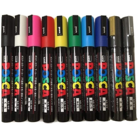 SET DE 10 MARQUEURS PC5M POINTE FINE ASSORTIMENT - POSCA pas cher
