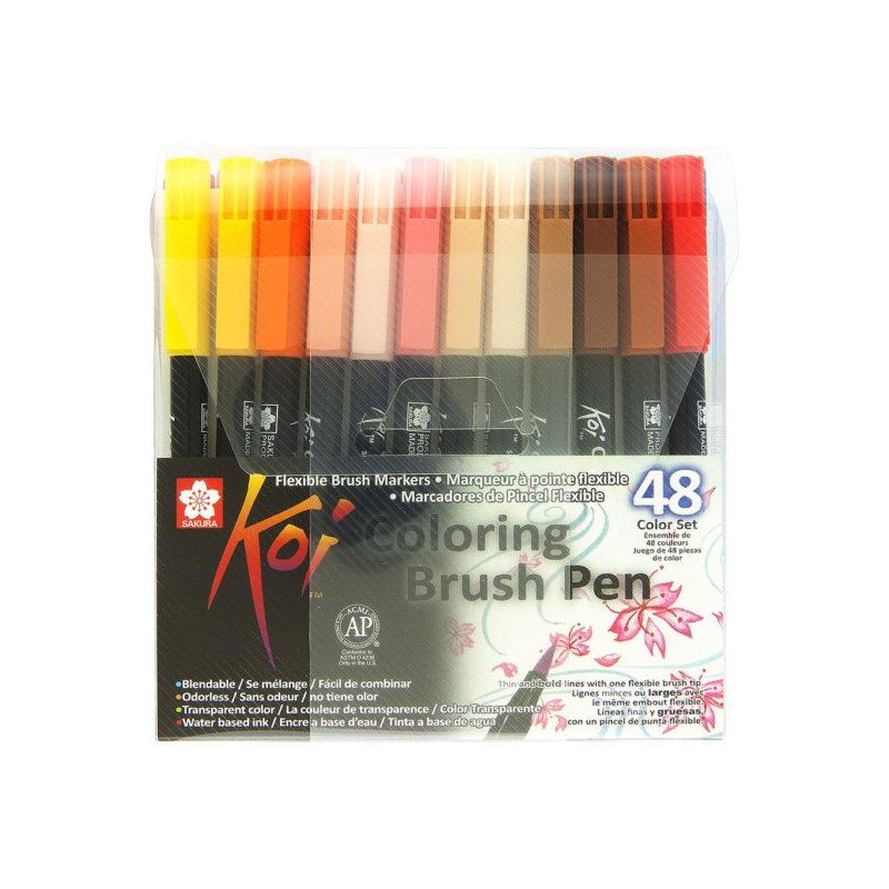 Acheter Lot de 48 stylos pinceaux koi coloring brush pen - Sakura