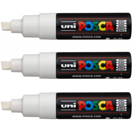 SET DE 3 MARQUEURS PC8K BLANC - POSCA pas cher