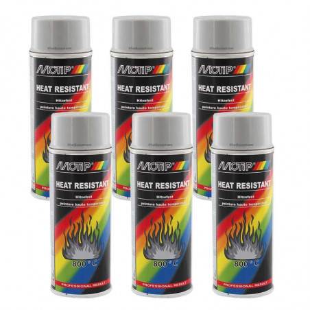 Lot de 6 bombes de peinture haute température - argent - Motip pas cher