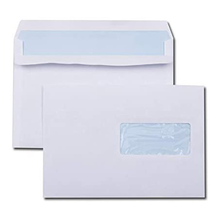 photo-Enveloppes - Blanche - C5 - 162x229mm - Avec fenêtre - Autocollante - Carton de 500 - GPV