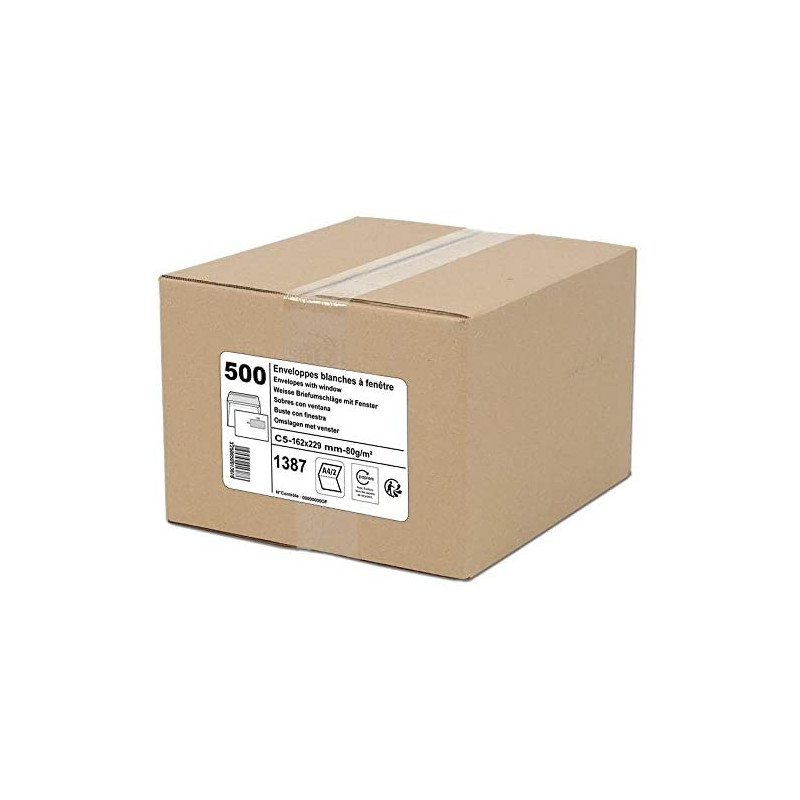photo-Enveloppes - Blanche - C5 - 162x229mm - Avec fenêtre - Autocollante - Carton de 500 - GPV