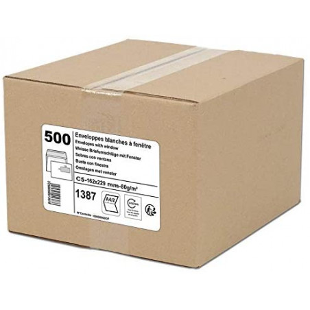 photo-Enveloppes - Blanche - C5 - 162x229mm - Avec fenêtre - Autocollante - Carton de 500 - GPV