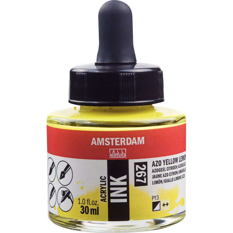photo-Encre - Acrylique - Jaune Azo citron - 267 - Amsterdam - Flacon 30ml - Beaux-arts