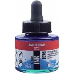photo-Encre - Acrylique - Bleu phtalo - 570 - Amsterdam - Flacon 30ml - Beaux-arts