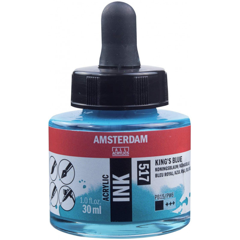 photo-Encre - Acrylique - Bleu royal - 517 - Amsterdam - Flacon 30ml - Beaux-arts