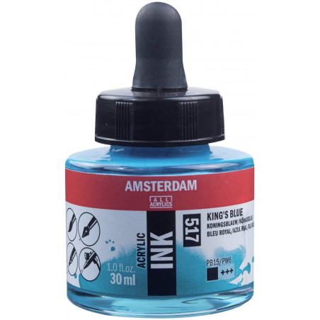 photo-Encre - Acrylique - Bleu royal - 517 - Amsterdam - Flacon 30ml - Beaux-arts