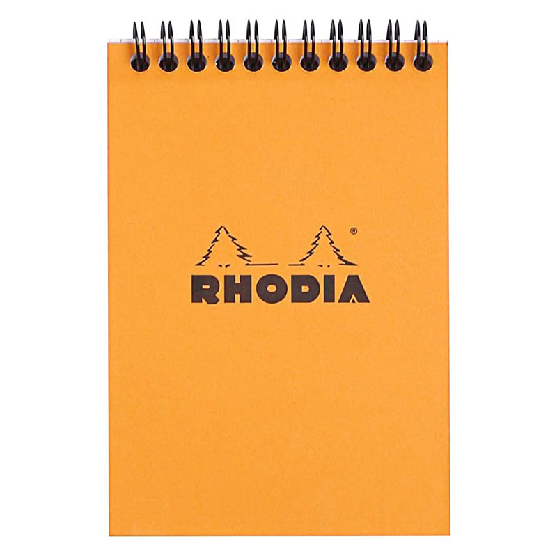 photo-Bloc notes - A6 - 10,5x14,8cm - Petits Carreaux - 80 feuilles - Orange - Avec spirale - Rhodia