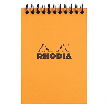 photo-Bloc notes - A6 - 10,5x14,8cm - Petits Carreaux - 80 feuilles - Orange - Avec spirale - Rhodia