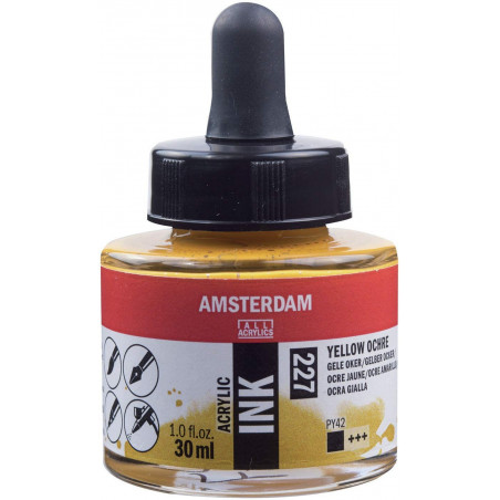 photo-Encre - Acrylique - Ocre jaune - 227 - Amsterdam - Flacon 30ml - Beaux-arts