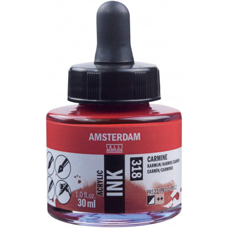photo-Encre - Acrylique - Carmin - 318 - Amsterdam - Flacon 30ml - Beaux-arts