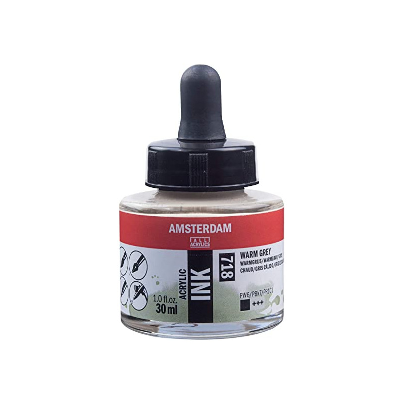 photo-Encre - Acrylique - Gris chaud - 718 - Amsterdam - Flacon 30ml - Beaux-arts