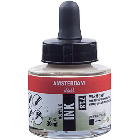 photo-Encre - Acrylique - Gris chaud - 718 - Amsterdam - Flacon 30ml - Beaux-arts