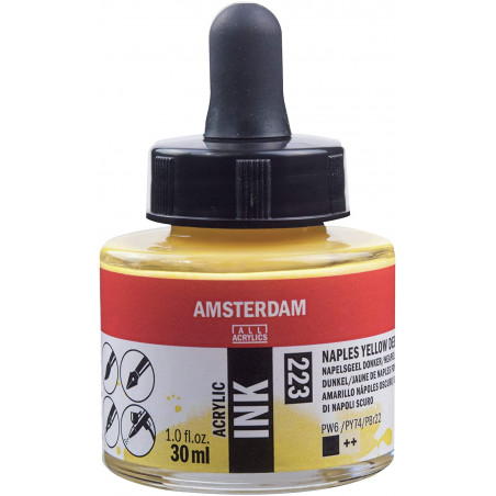 photo-Encre - Acrylique - Jaune de Naples foncé - 223 - Amsterdam - Flacon 30ml - Beaux-arts