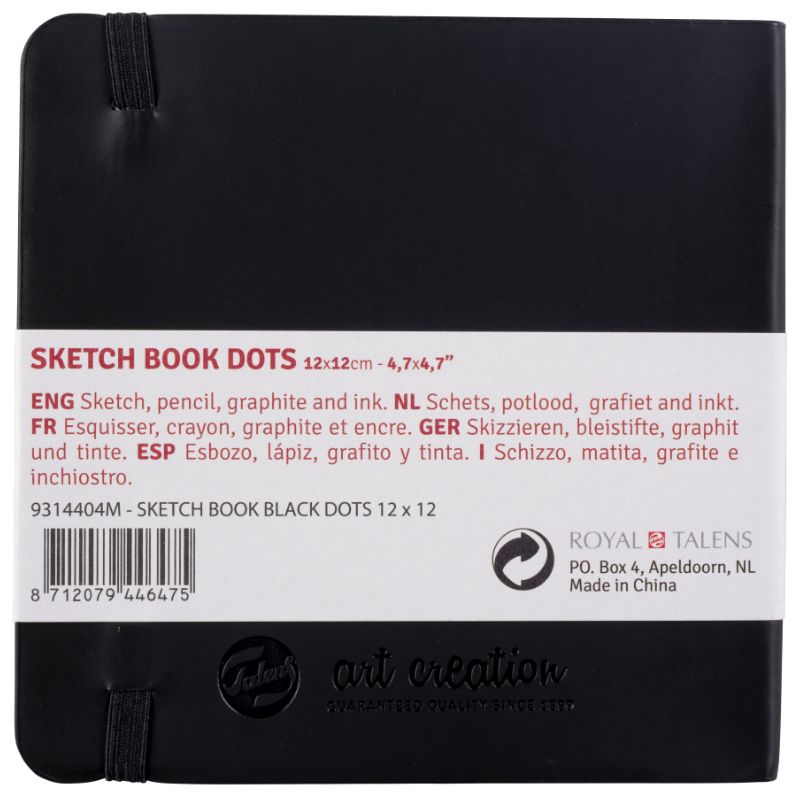 Carnet croquis 12x12cm 80 feuilles noir - Royal Talens | Surdiscount