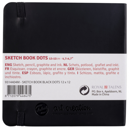 Carnet croquis 12x12cm 80 feuilles noir - Royal Talens | Surdiscount