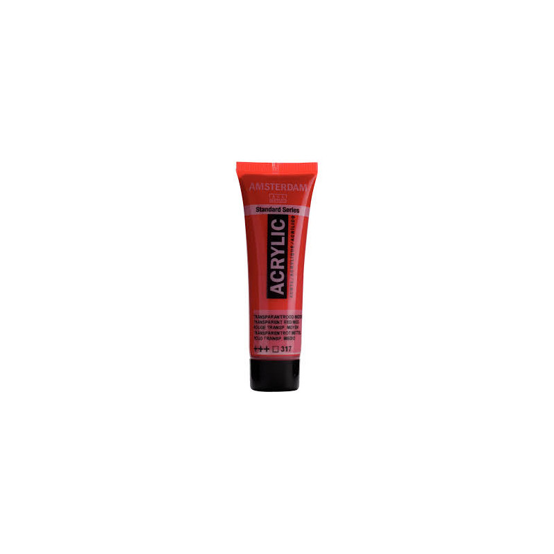 Peinture Acrylique en tube - rouge transp moy - Amsterdam pas cher