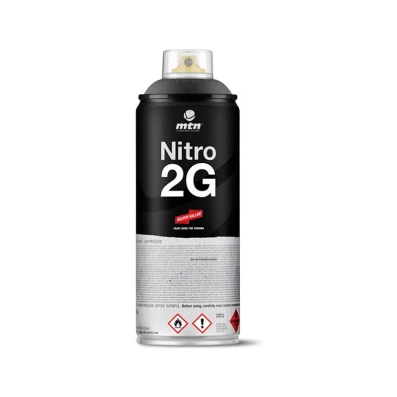 Bombe de peinture noir goudron mat nitro 2G 400ml - Mtn pas cher