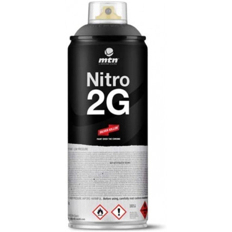 Bombe de peinture noir goudron mat nitro 2G 400ml - Mtn pas cher