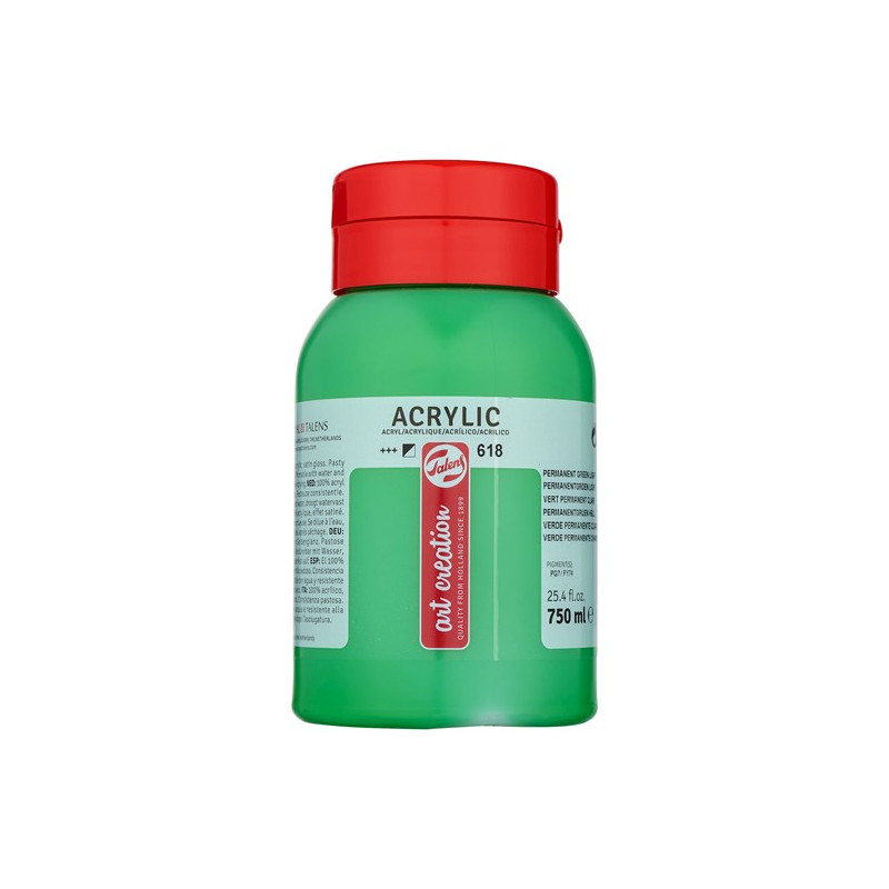 photo-Peinture acrylique - Vert Permanent Clair - 618 - Pot de 750 ml - Talens Art Creation