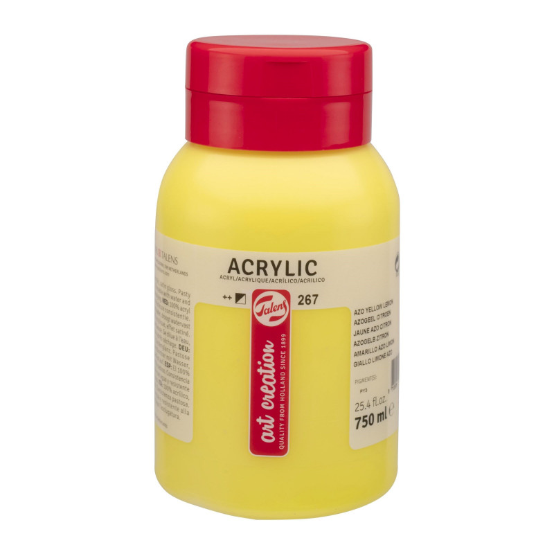photo-Peinture acrylique - Jaune Azo Citron - 267 - Pot de 750 ml - Talens Art Creation