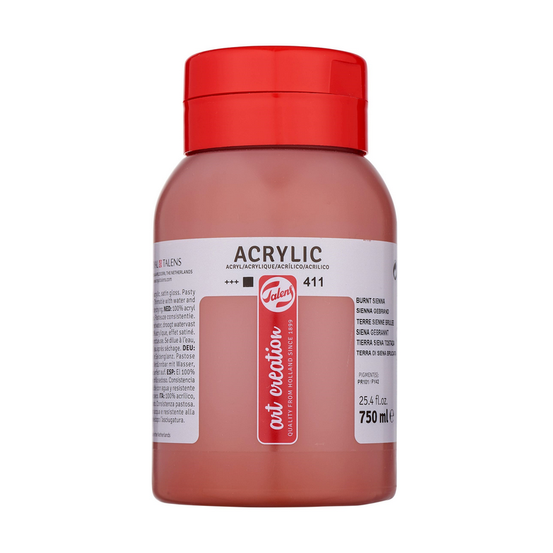 photo-Peinture acrylique - Terre de Sienne Brûlée - 411 - Pot de 750 ml - Talens Art Creation