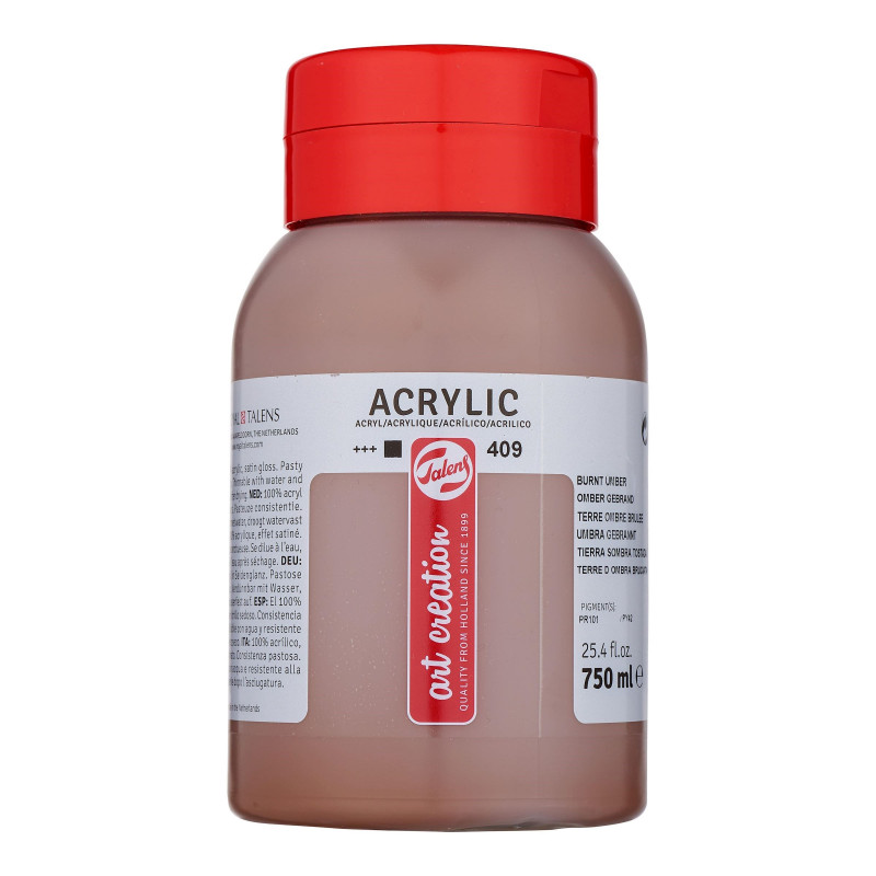 photo-Peinture acrylique - Terre d'Ombre Brûlée - 409 - Pot de 750 ml - Talens Art Creation