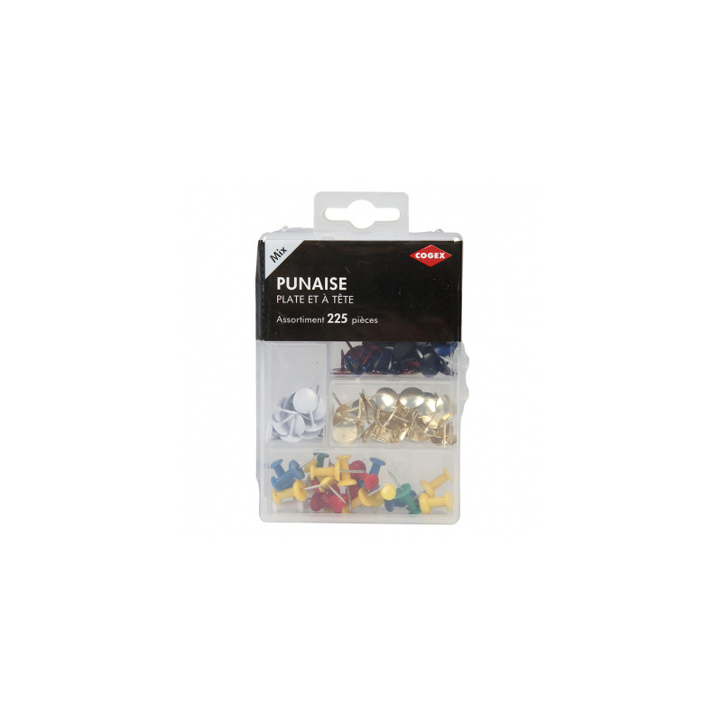 Punaise assortiment 225 pièces - Cogex pas cher