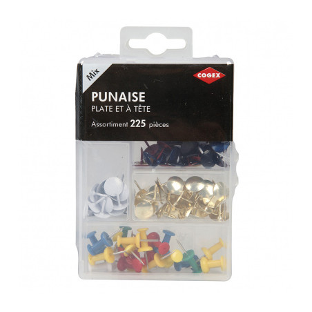 Punaise assortiment 225 pièces - Cogex pas cher