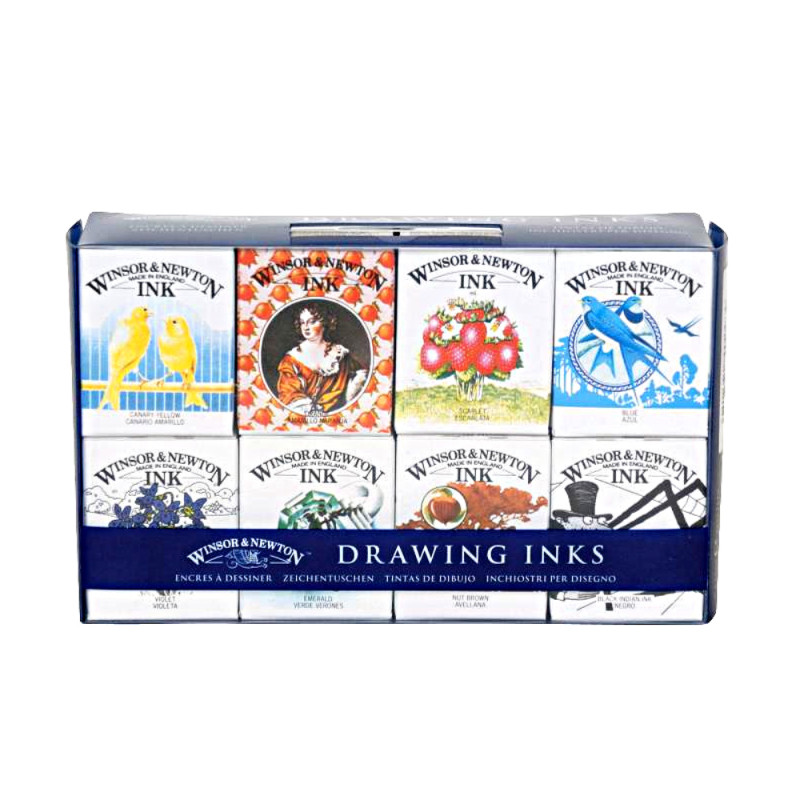 Set de 8 flacons 14ml encre à dessiner - Winsor & Newton | à seulement 26,99 €