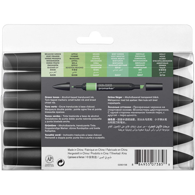 Acheter Lot de 6 Feutres Promarker - tons verts - Winsor et Newton