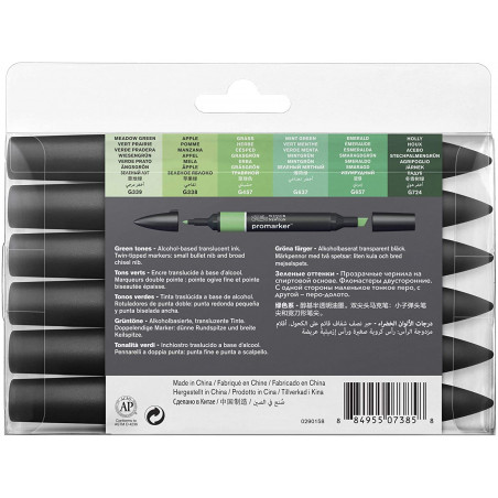Acheter Lot de 6 Feutres Promarker - tons verts - Winsor et Newton