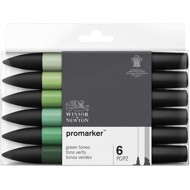 photo-Feutres - Promarker - 6 couleurs - Tons verts - Winsor et Newton - Dessin - Illustration