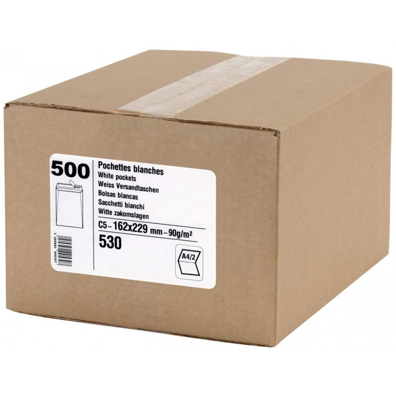 photo-Enveloppes - Blanche - C5 - 162x229mm - Autocollante - Carton de 500 - GPV