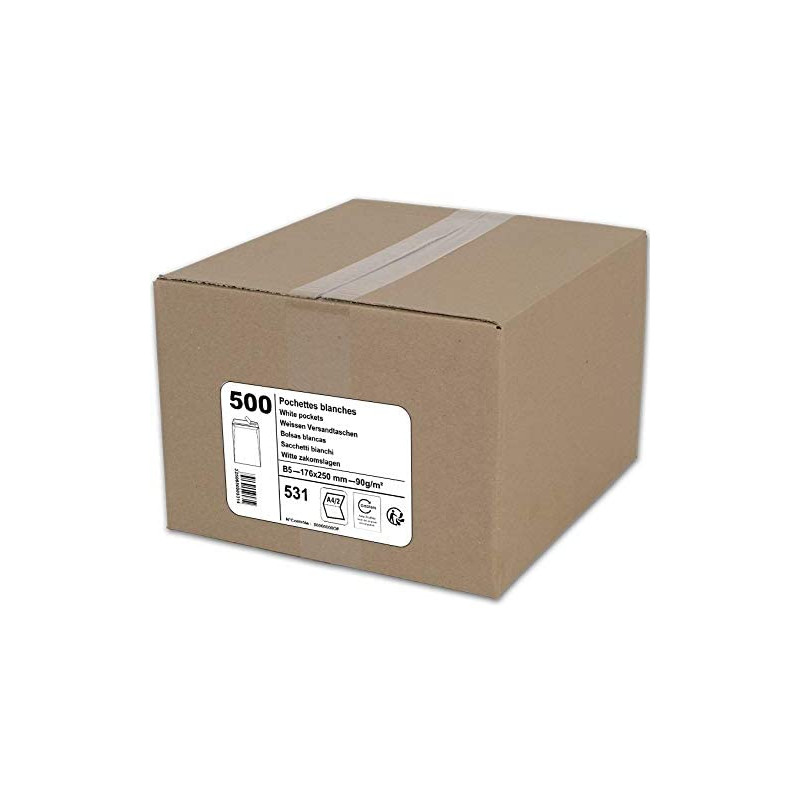 photo-Enveloppes - Blanche - B5 - 176x250mm - Autocollante - Carton de 500 - GPV