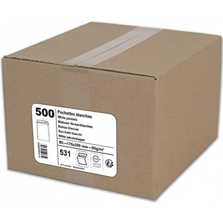 photo-Enveloppes - Blanche - B5 - 176x250mm - Autocollante - Carton de 500 - GPV
