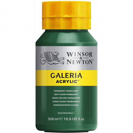 Pot de Peinture Acrylique Galeria 500 ml Vert Foncé Permanent - Winsor et Newton Pas Cher