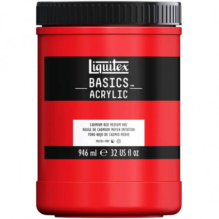 photo-Peinture acrylique - Rouge cadmium moyen - 151 - Liquitex Basics acrylic - Pot 946ml