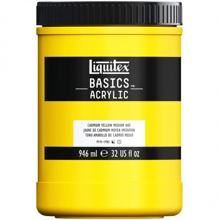 photo-Peinture acrylique - Jaune cadmium moyen - 830 - Liquitex Basics acrylic - Pot 946ml